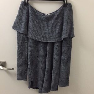 Blue off-the-shoulder sweater from anthropologie